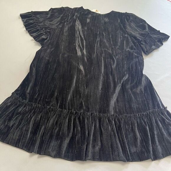 NWT Loveriche Black Velvet Ruffle Flutter Dress Size Large New - Picture 8 of 8